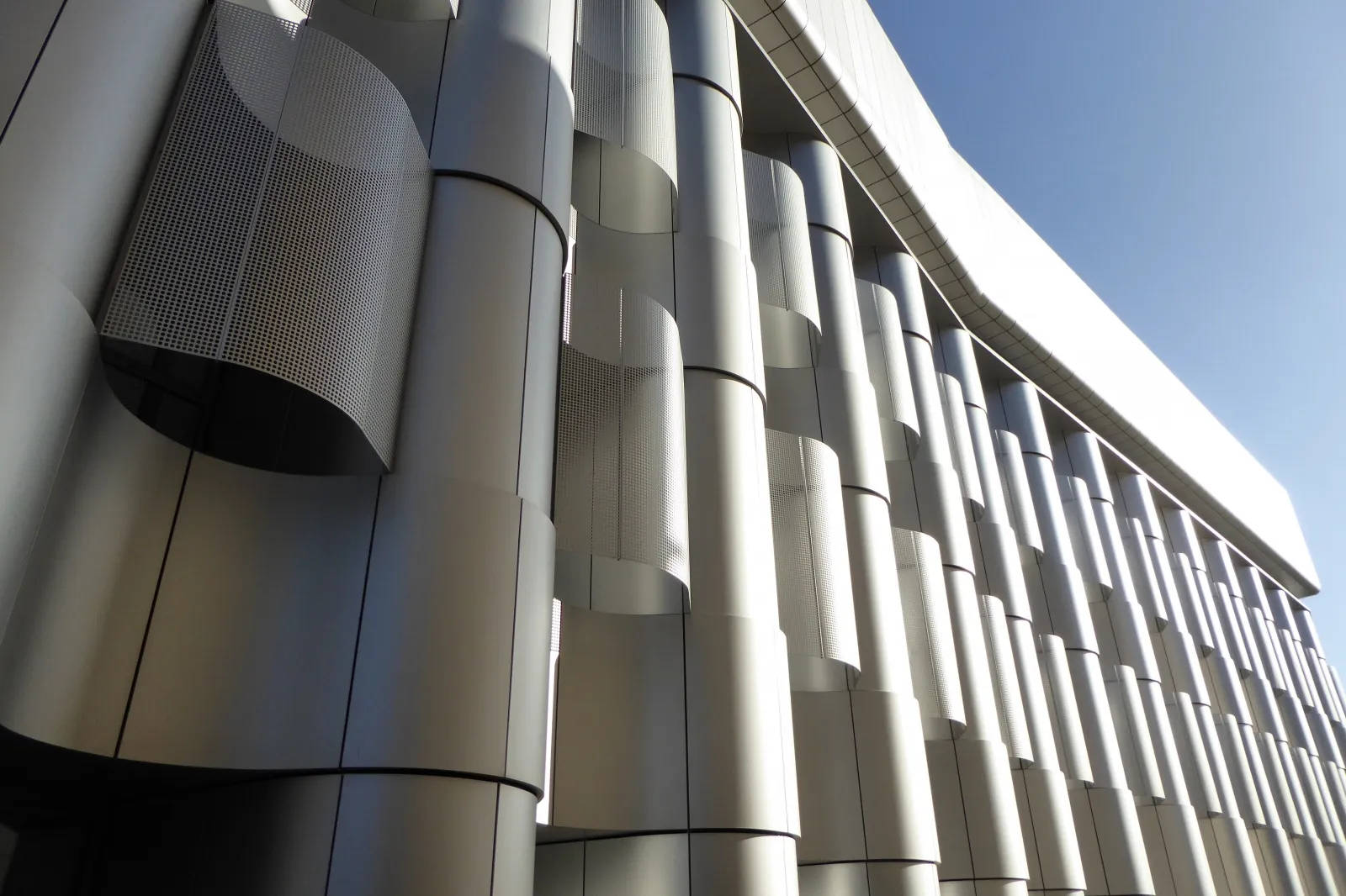 Cladding detail on a completed facade.